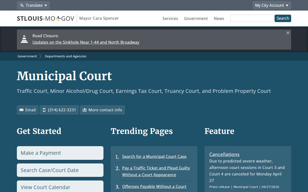 St. Louis City County court dockets Municipal Court homepage