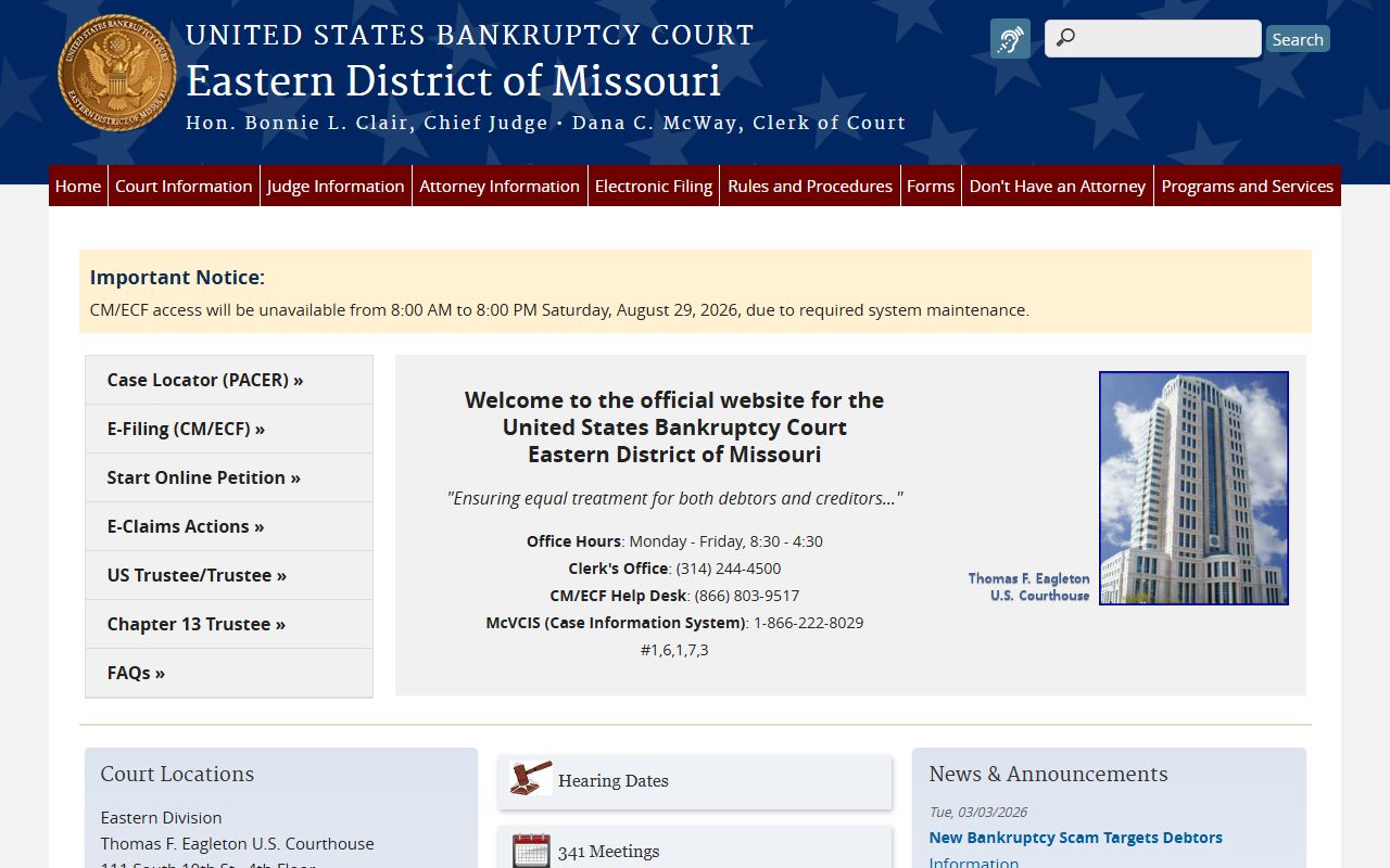St. Louis City County federal bankruptcy court records