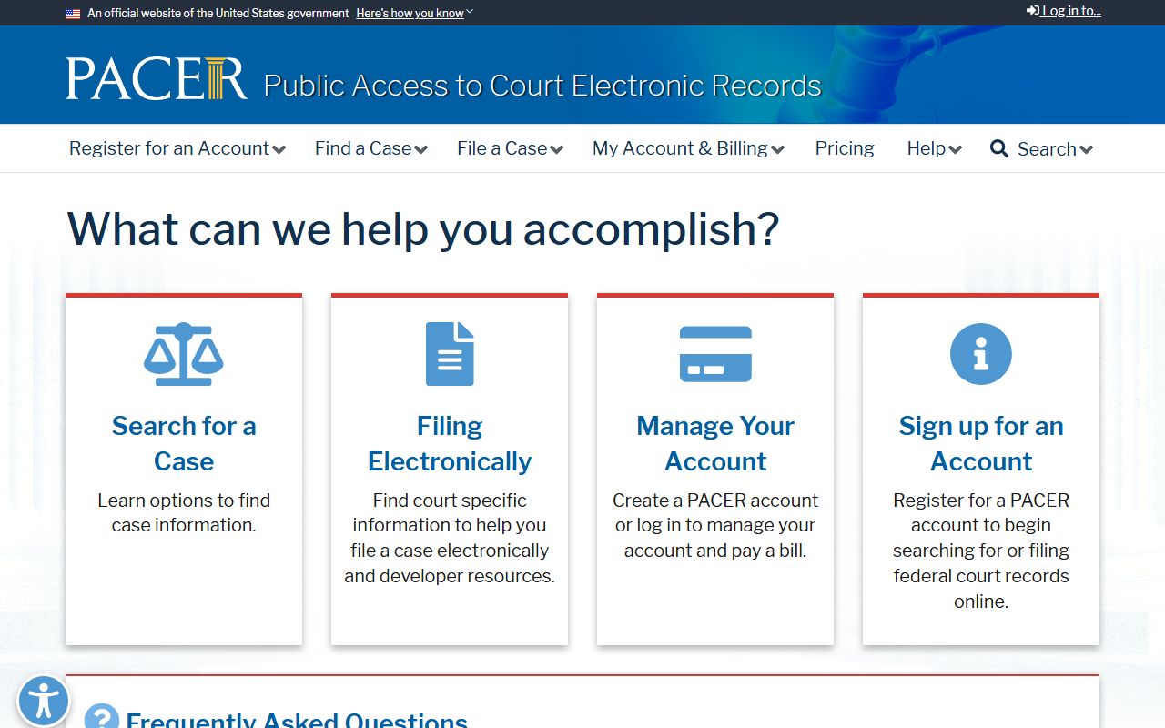 St. Louis City County federal district court PACER registration