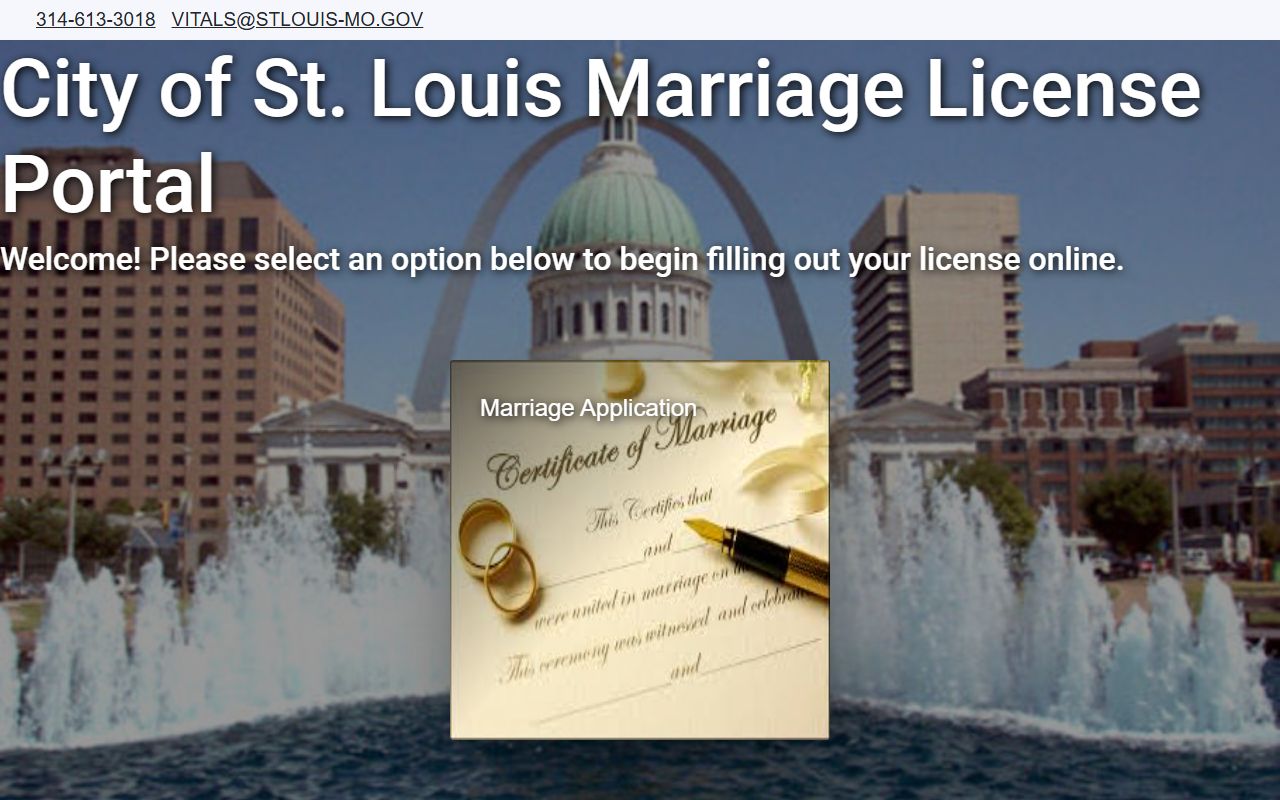 St. Louis City County online marriage records pre-application requirements