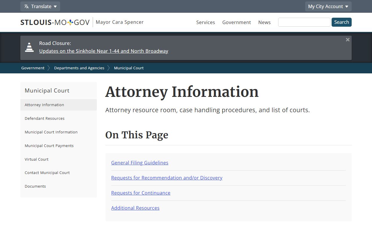 St. Louis City traffic court records municipal attorney eFiling rules