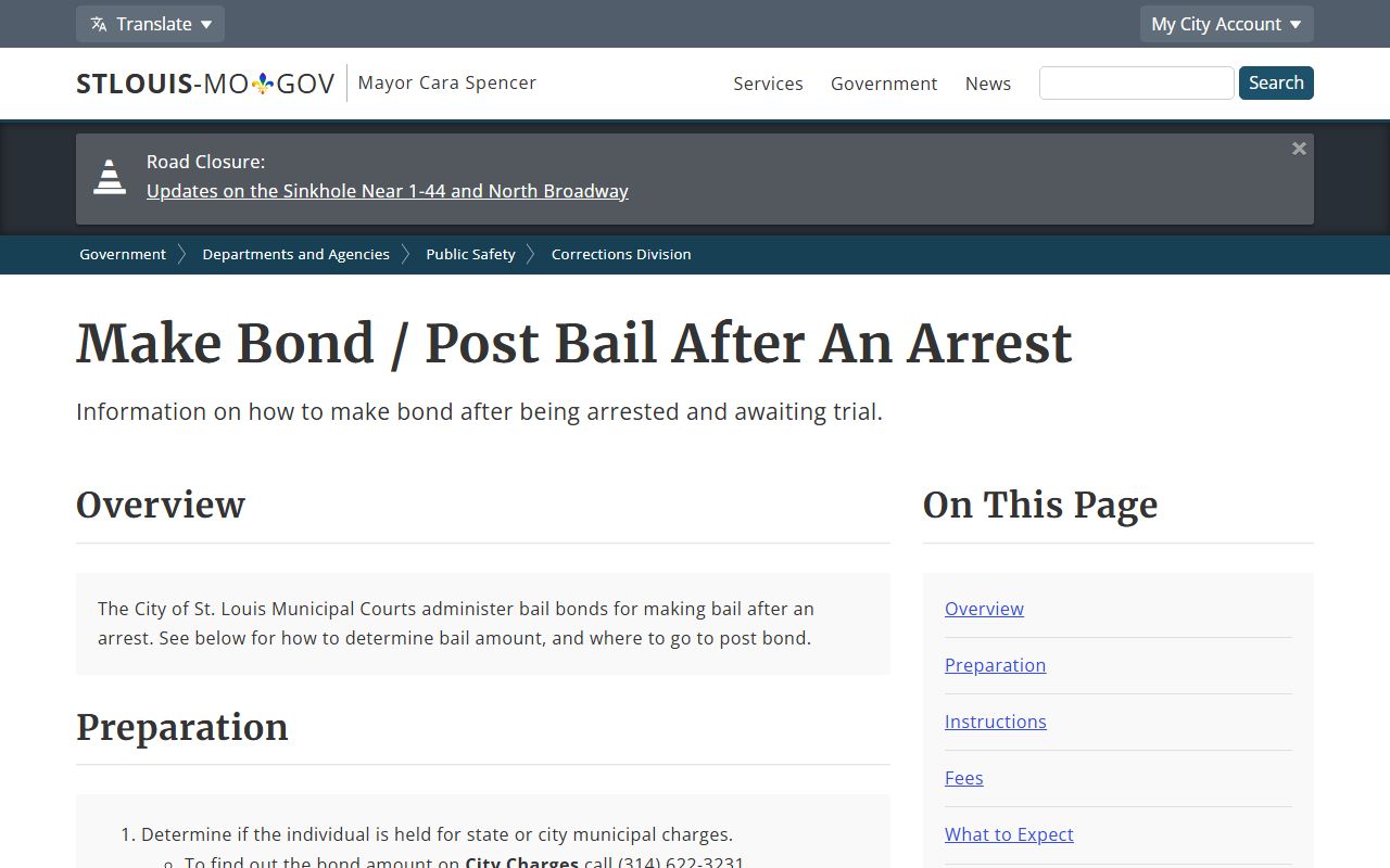 St. Louis City warrant records bond posting instructions